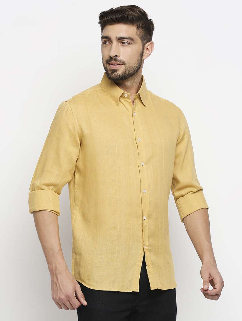 yellow solid casual shirt - 19472873 - Standard Image - 2