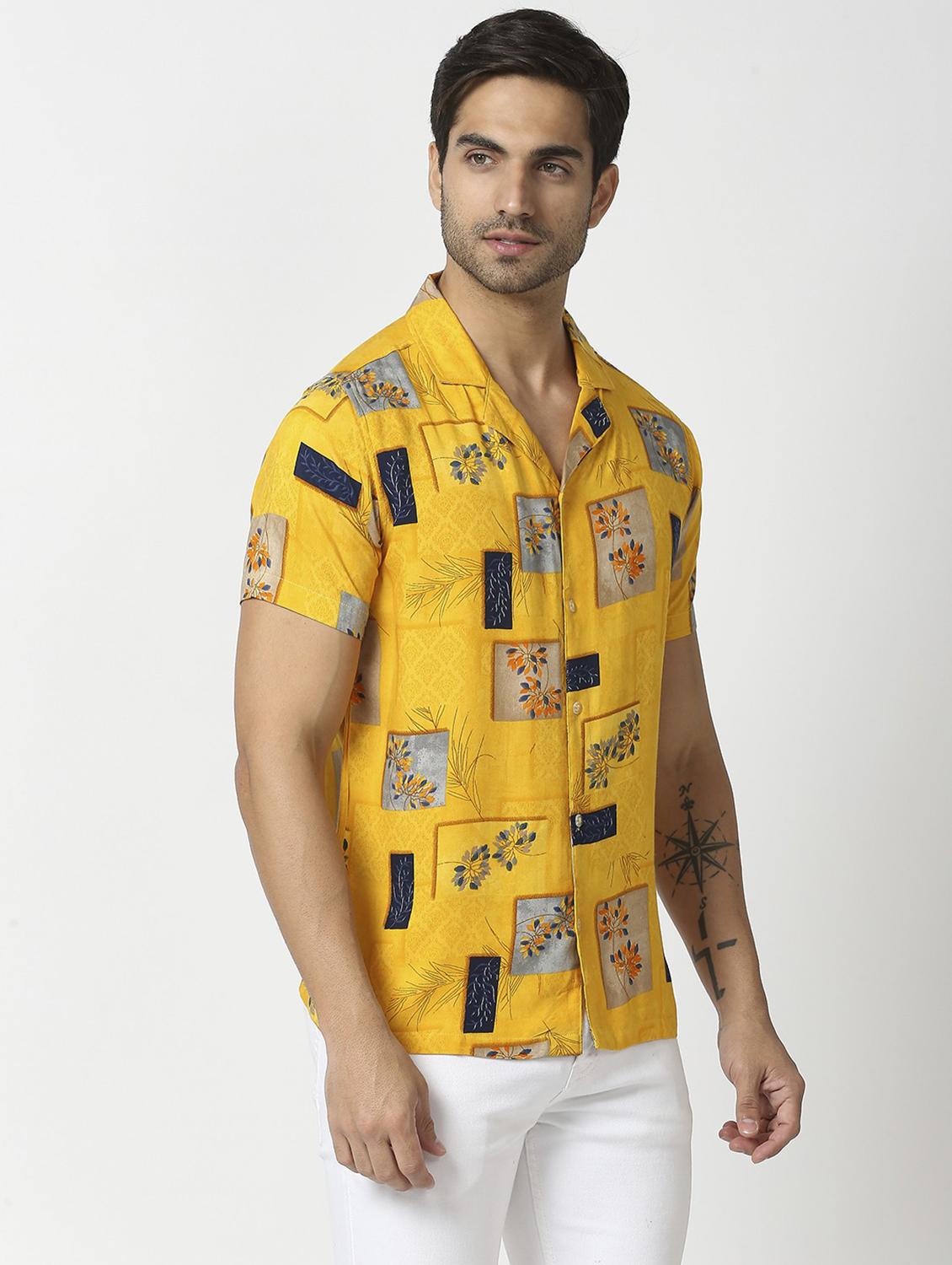 yellow printed casual shirt - 19472881 - Standard Image - 2