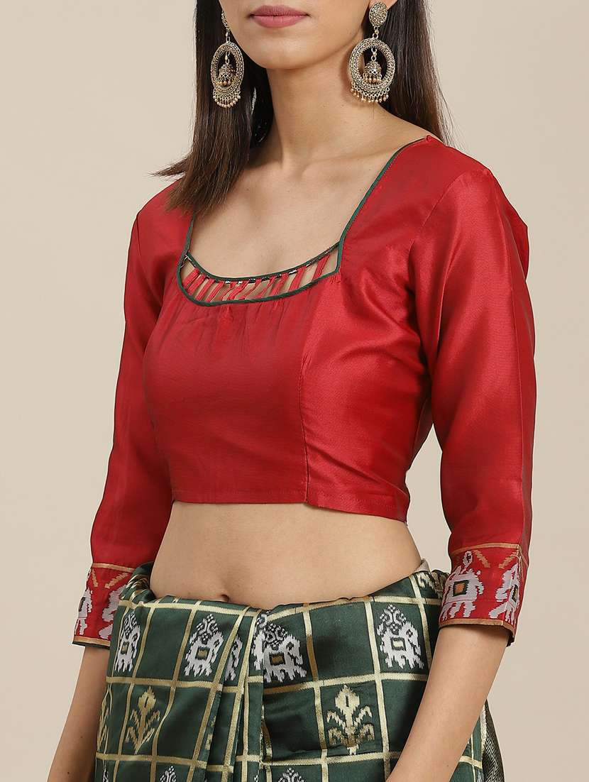 women's self design dark green colored saree with blouse - 19473216 -  Standard Image - 2