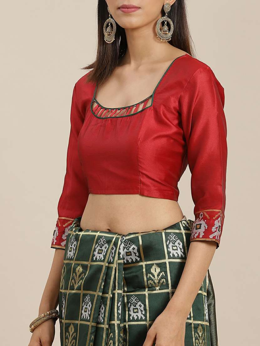 women's checks navy blue colored saree with blouse - 19473218 -  Standard Image - 2