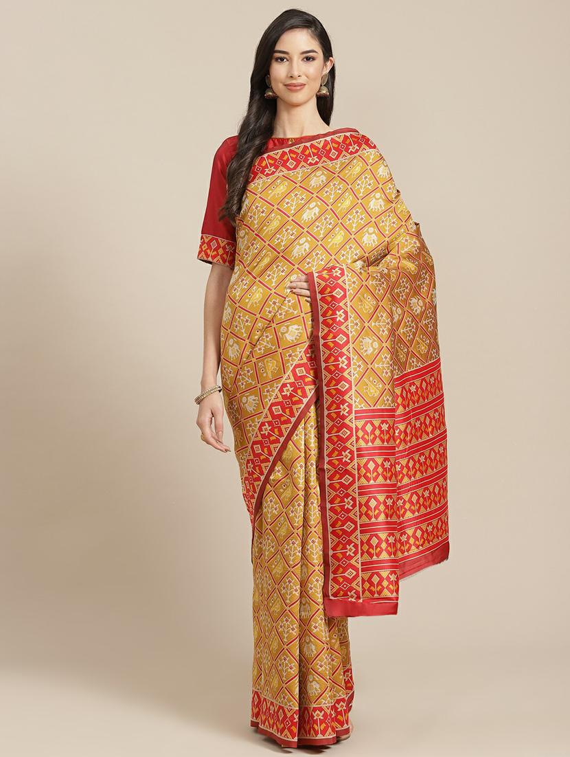 women's self design mustard colored saree with blouse - 19473221 - Zoom Image - 0