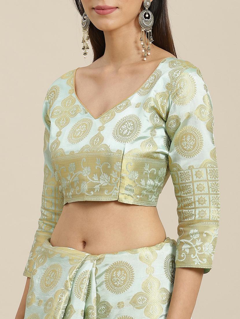 light blue woven saree with blouse - 19473223 - Standard Image - 2