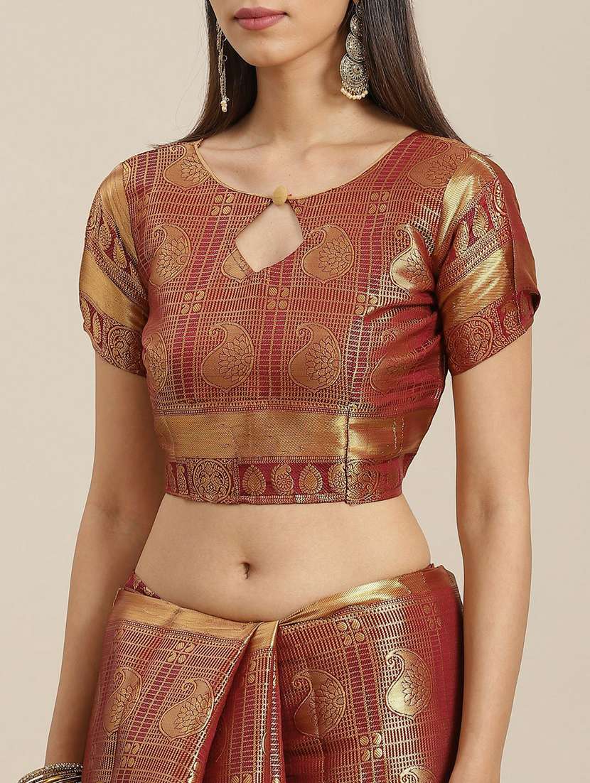 women's self design maroon colored saree with blouse - 19473227 -  Standard Image - 2