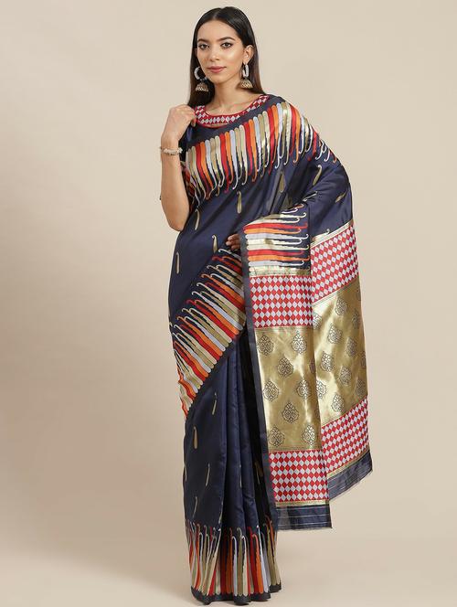 women's self design blue colored saree with blouse - 19473245 - Standard Image - 0
