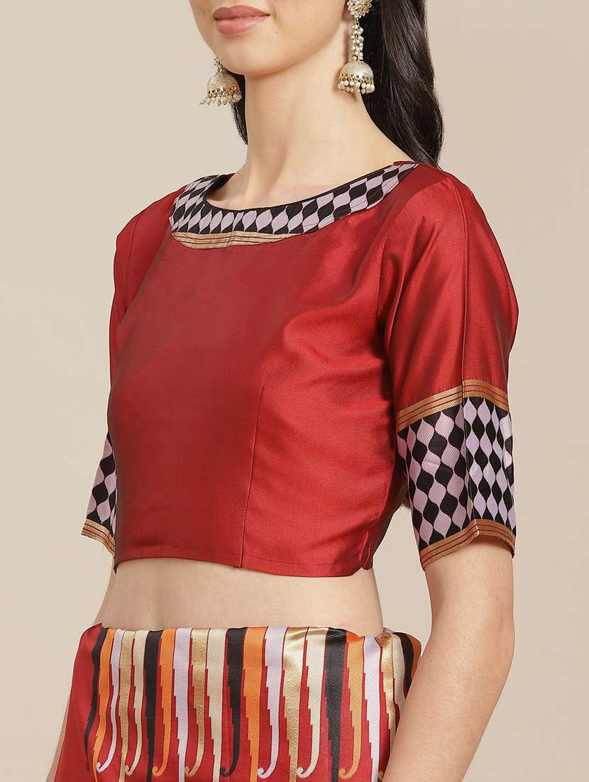 women's null red colored saree with blouse - 19473246 -  Standard Image - 2