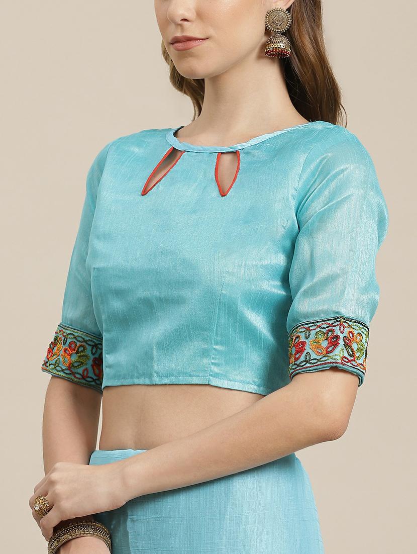 light blue self design saree with blouse - 19473278 - Standard Image - 2