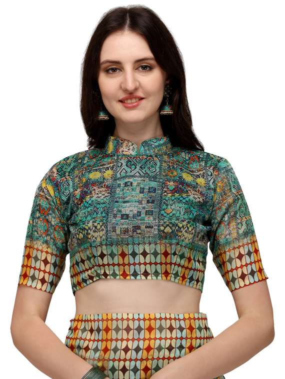 women's printed multi colored saree with blouse - 19473316 -  Standard Image - 2