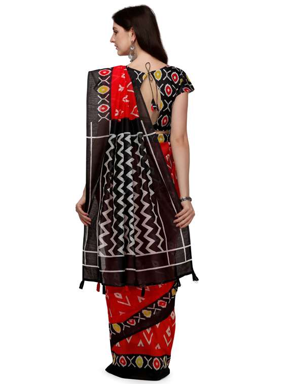 women's printed maroon colored saree with blouse - 19473321 -  Standard Image - 2