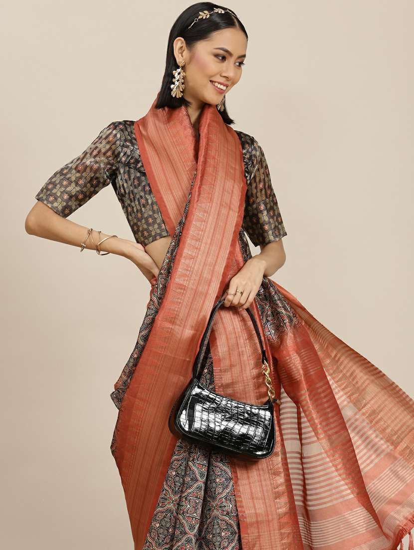 women's self design black colored saree with blouse - 19473351 - Standard Image - 2