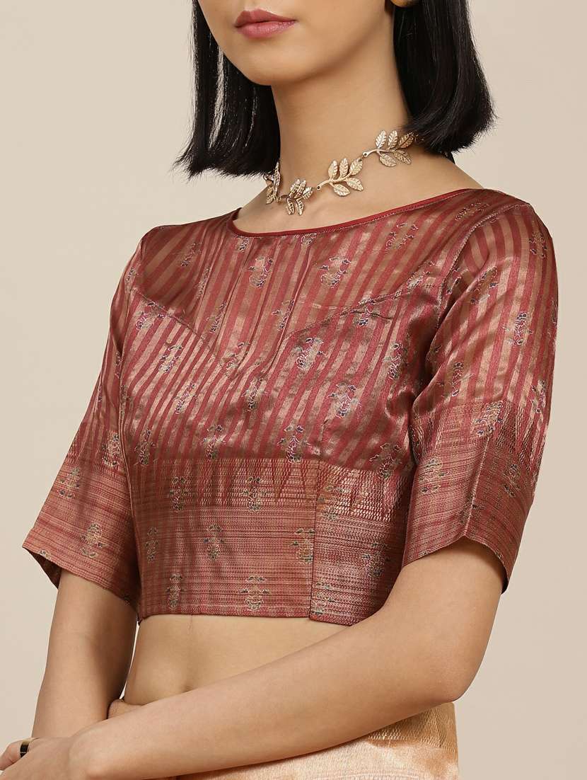 women's ajrakh maroon colored saree with blouse - 19473352 - Standard Image - 2
