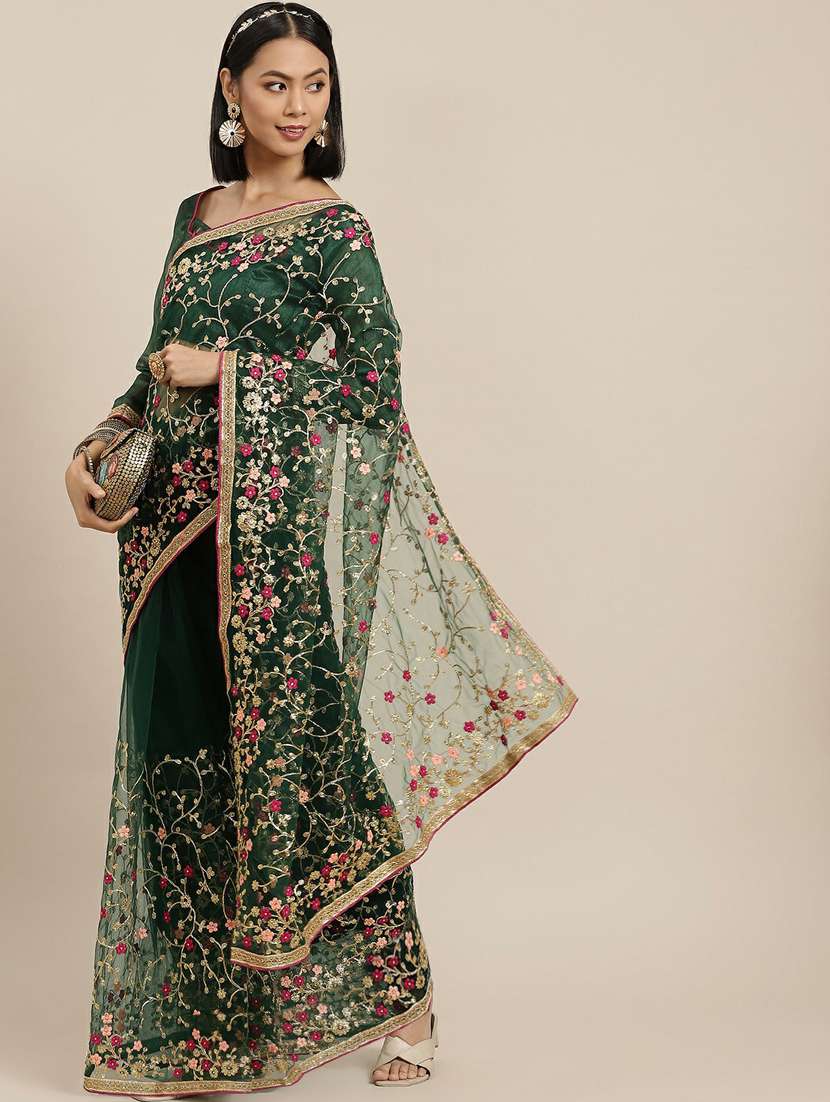 women's embroidered saree with blouse