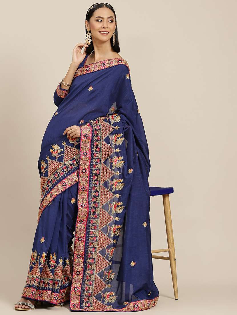 women's embroidered saree with blouse