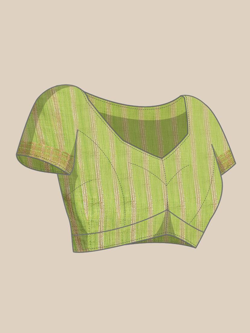 green cotton silk linen blend sequins work saree with blouse - 19473469 - Standard Image - 2