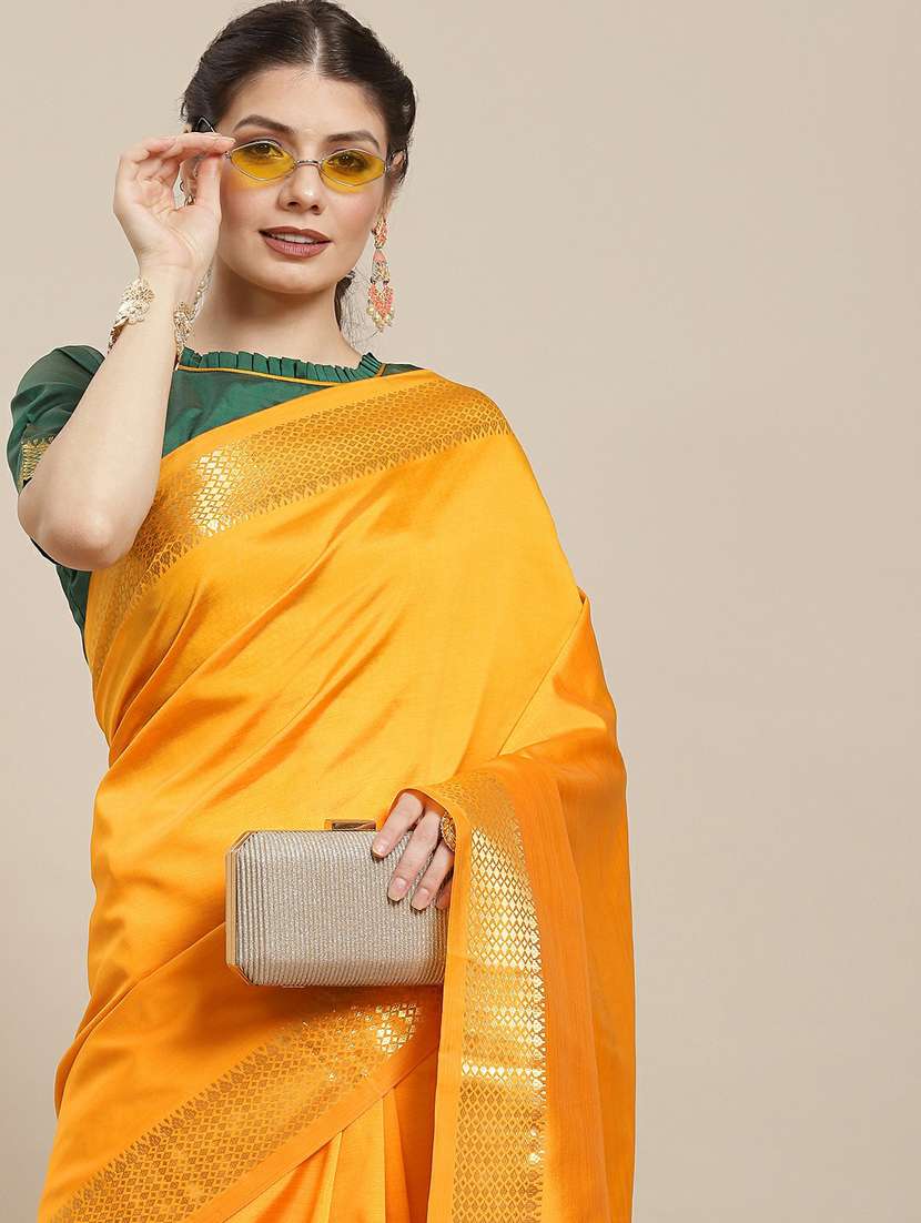 women's self design orange colored saree with blouse - 19473500 -  Standard Image - 2