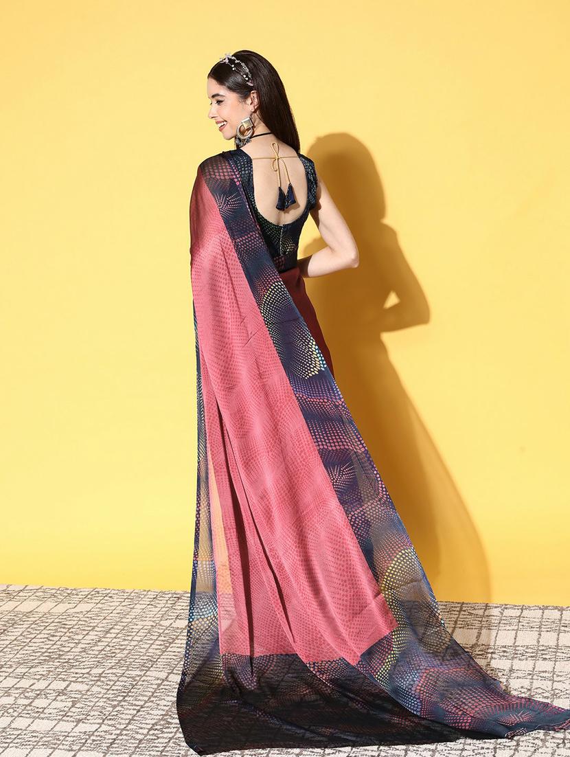 self design printed saree with blouse - 19473618 - Standard Image - 2