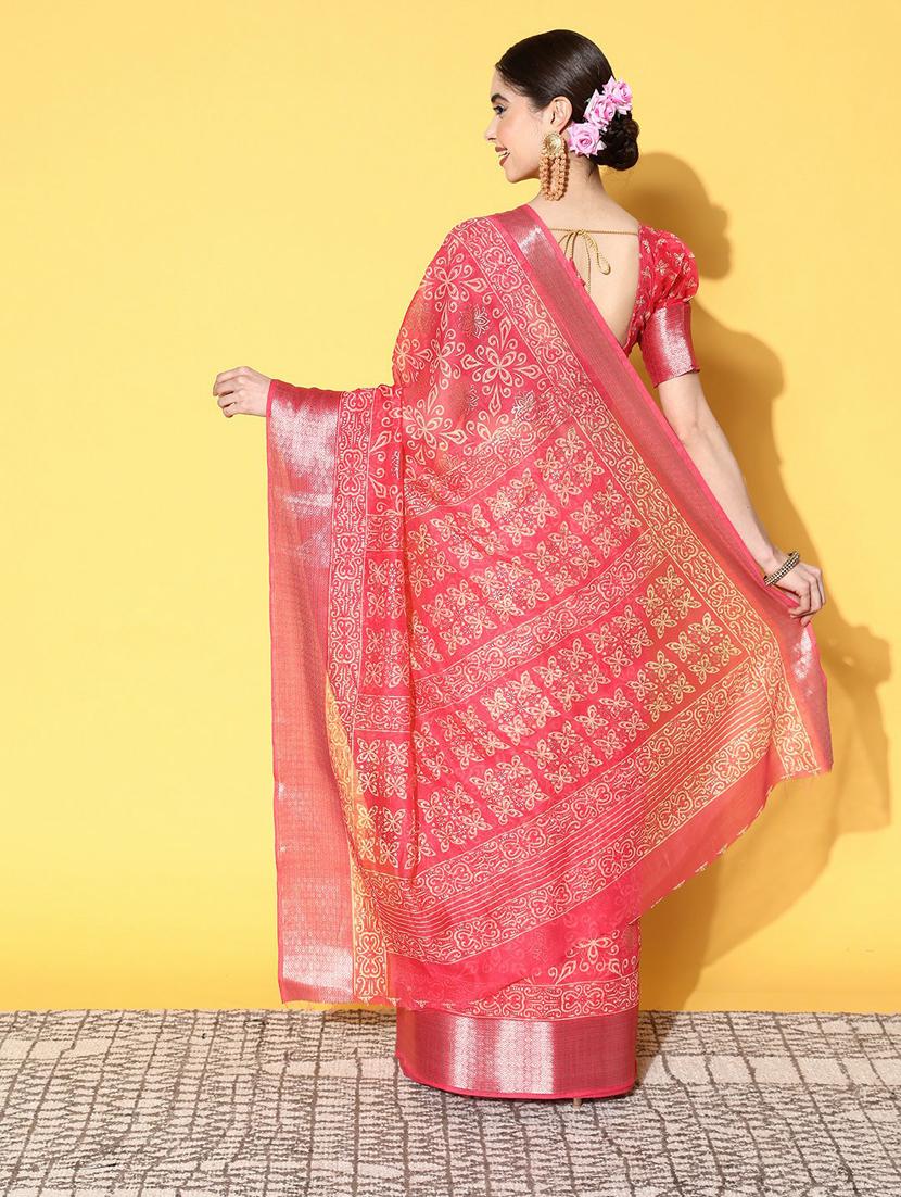 self design florals printed saree with blouse - 19473644 - Standard Image - 2
