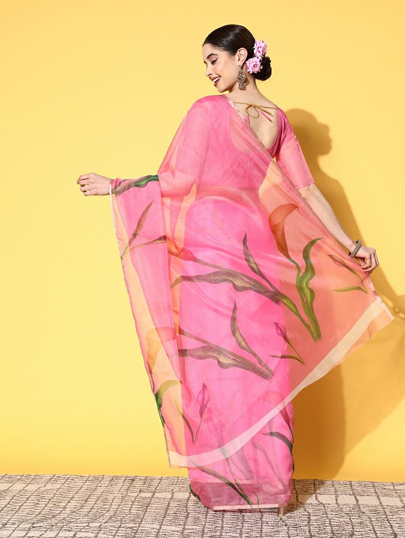 self design florals printed saree with blouse - 19473647 - Standard Image - 2