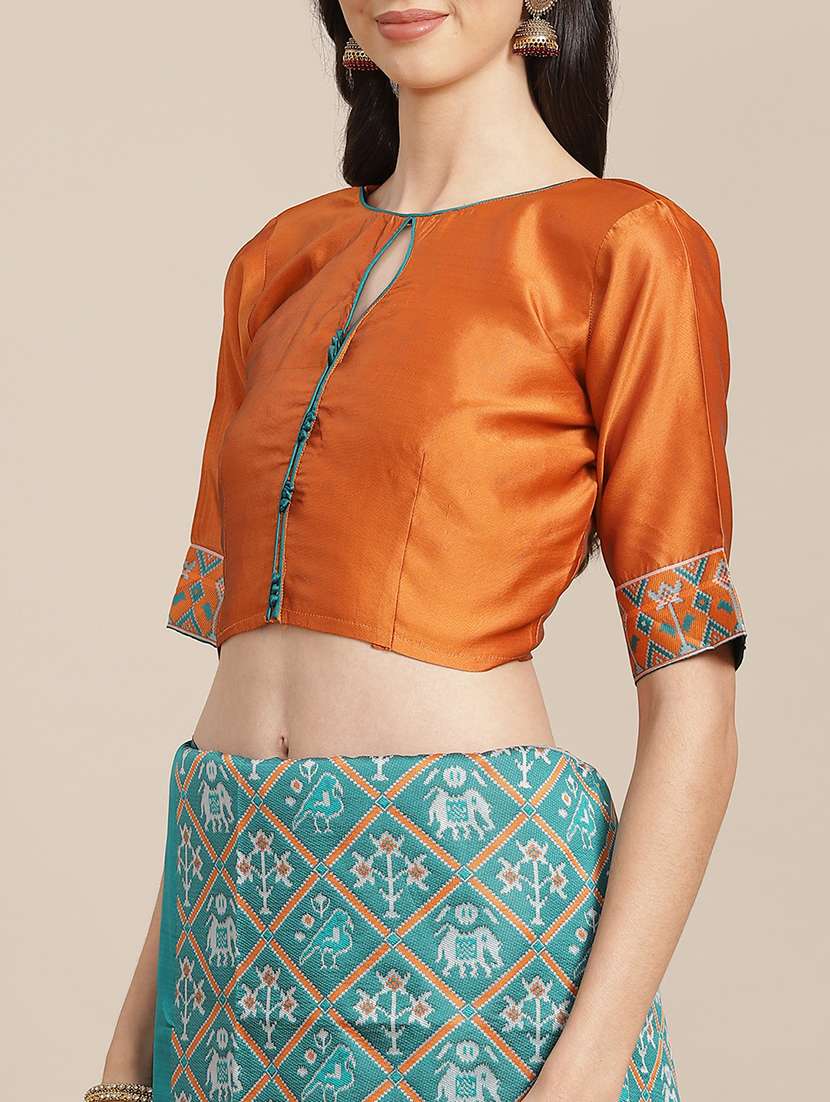 women's self design turquoise colored saree with blouse - 19473653 -  Standard Image - 2