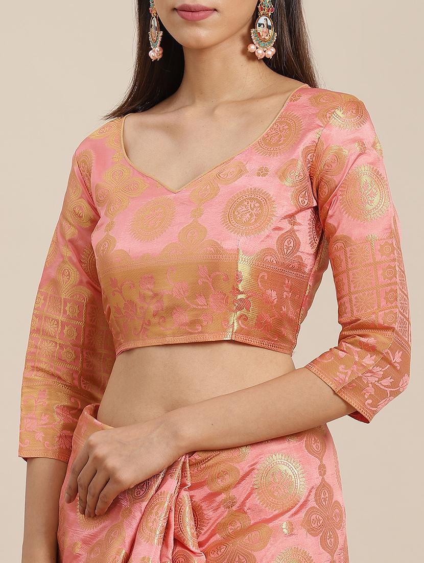 self design woven saree with blouse - 19473656 - Standard Image - 2