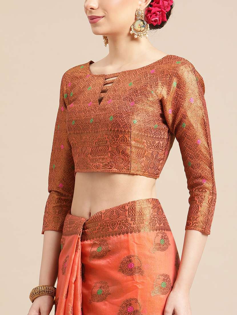 women's self design orange colored saree - 19473676 -  Standard Image - 2