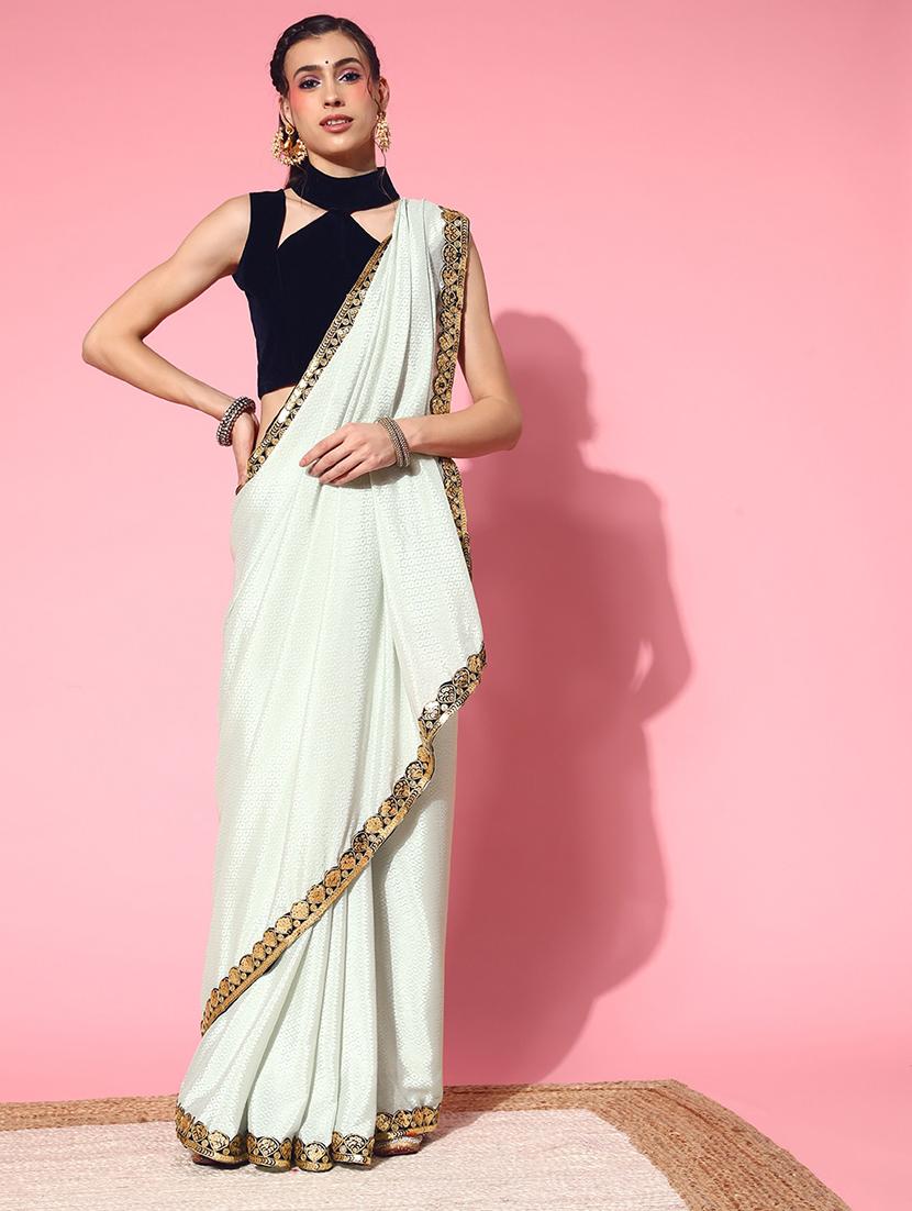 women's self design white colored saree with blouse - 19473703 - Standard Image - 2