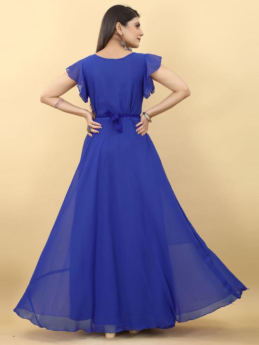 blue solid maxi dress - 19473798 - Standard Image - 2