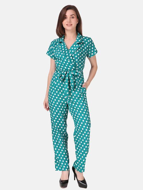blue printed full leg jumpsuit - 19474323 -  Standard Image - 0