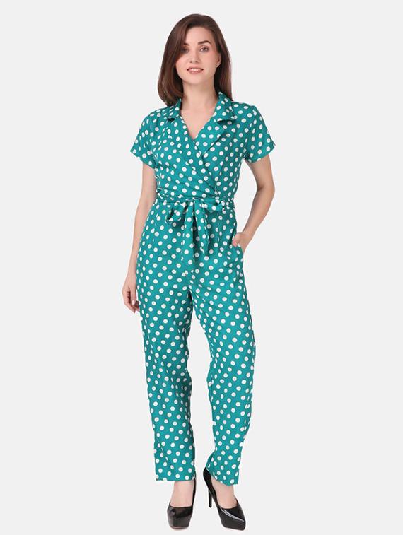 blue printed full leg jumpsuit - 19474323 -  Zoom Image - 0