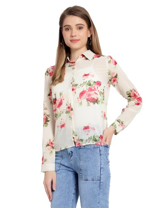 long sleeved floral print regular shirt - 19474560 - Standard Image - 0