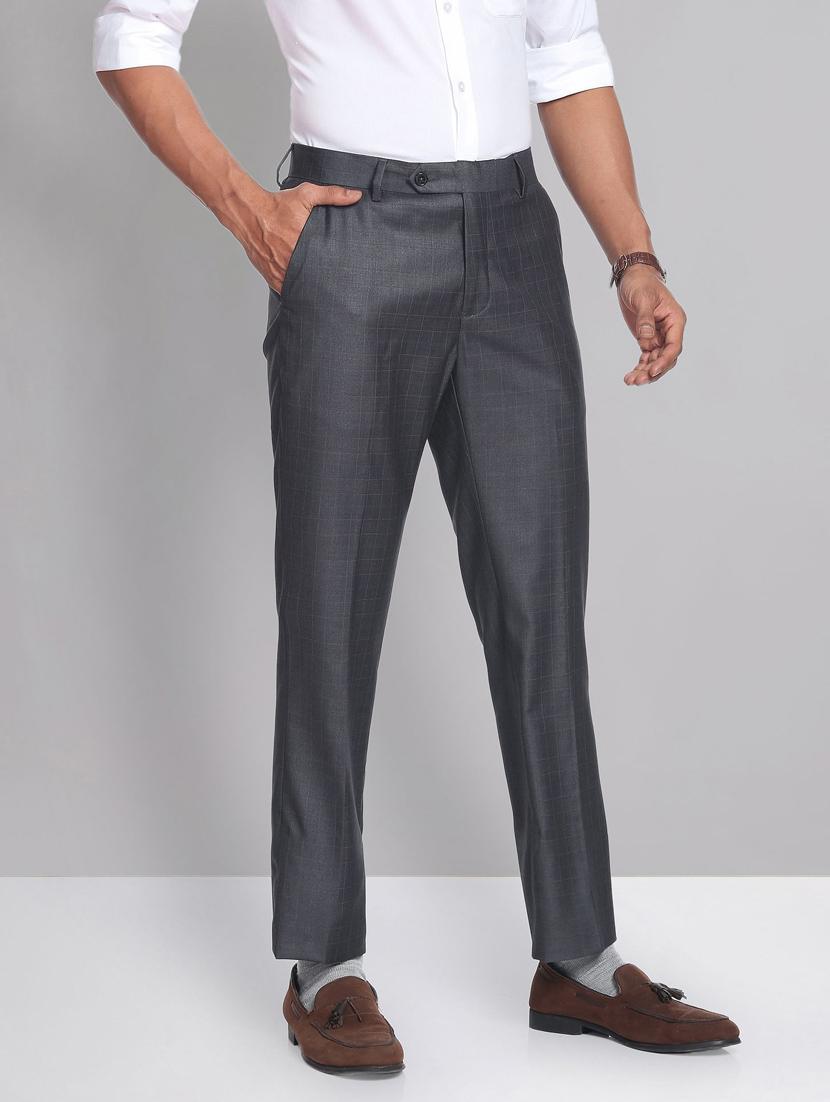checks terry rayon flat front formal trousers - 19474618 - Standard Image - 2