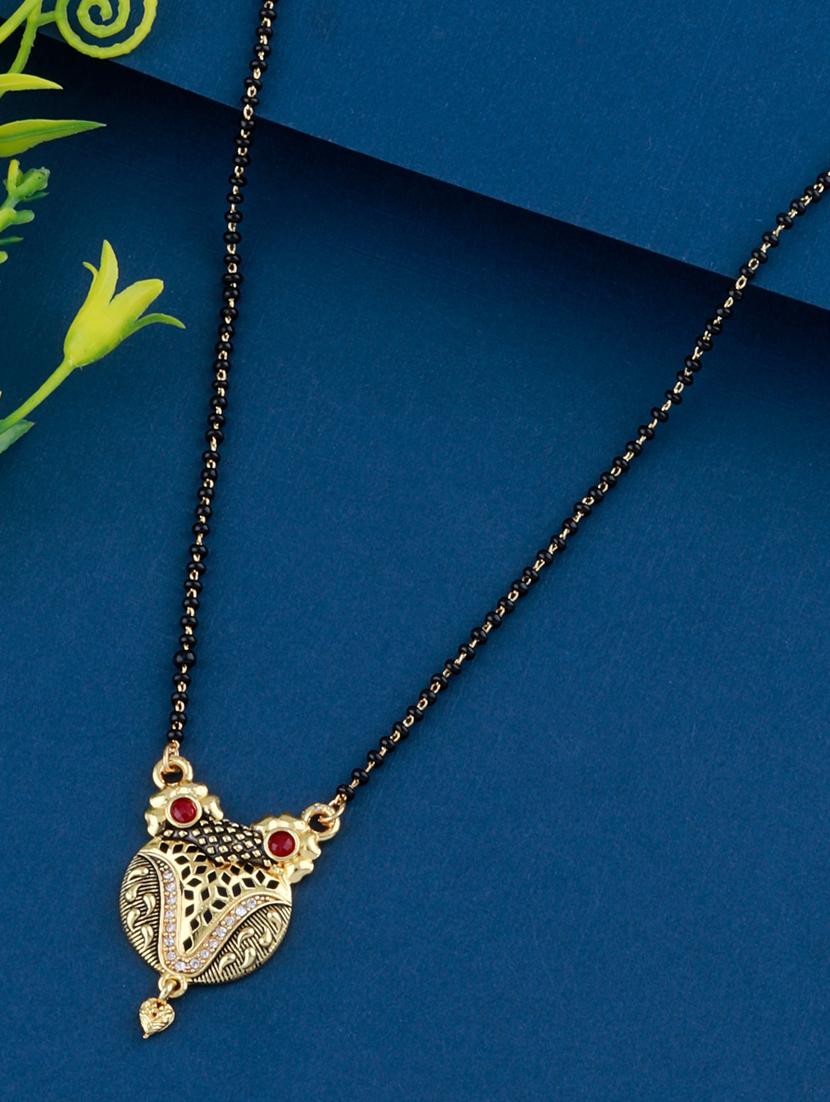 traditional gold plated round pendant mangalsutra for women - 19474983 - Standard Image - 2