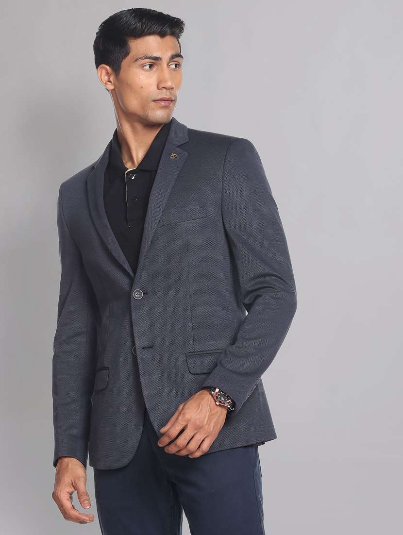 self design terry rayon formal blazer - 19475042 -  Standard Image - 2