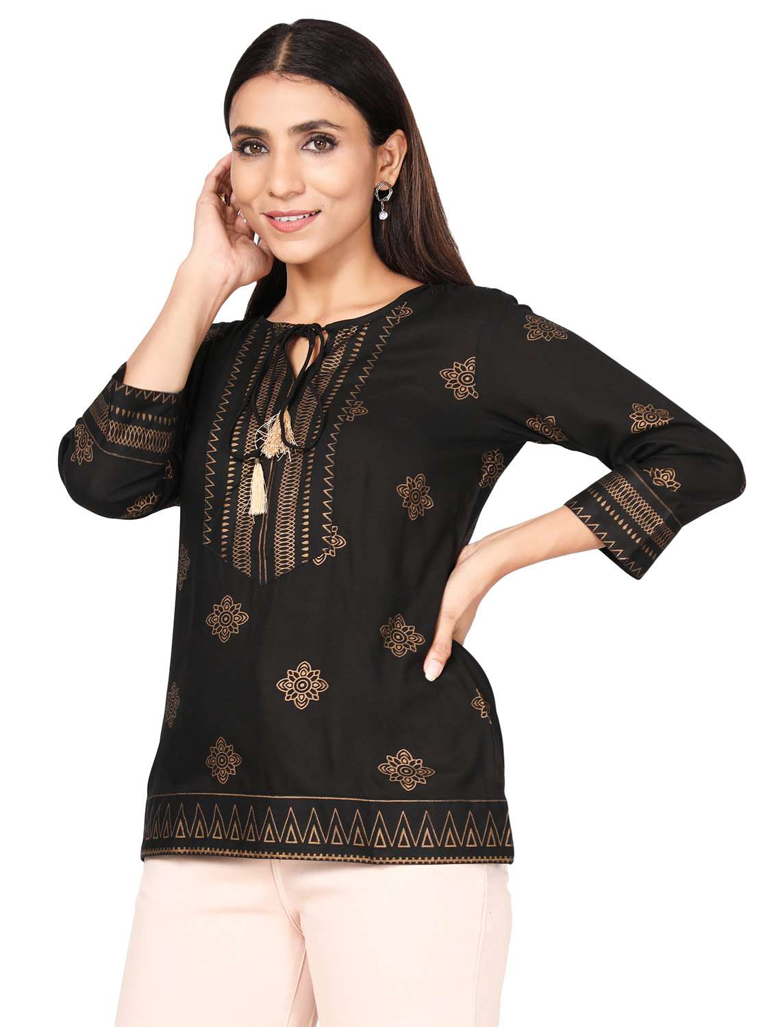 Key Hole Neck A-line Tunic - 19475218 -  Standard Image - 2