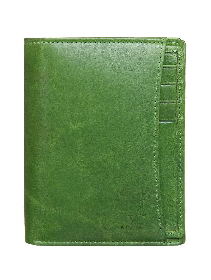 green leather wallet