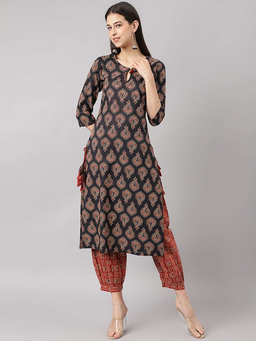 women black printed kurta salwar set