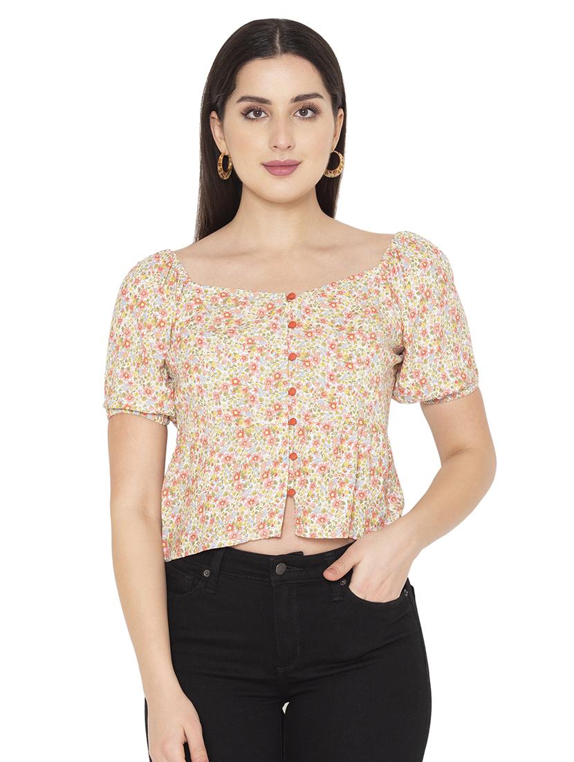 women's crop round neck top - 19480820 - Zoom Image - 0
