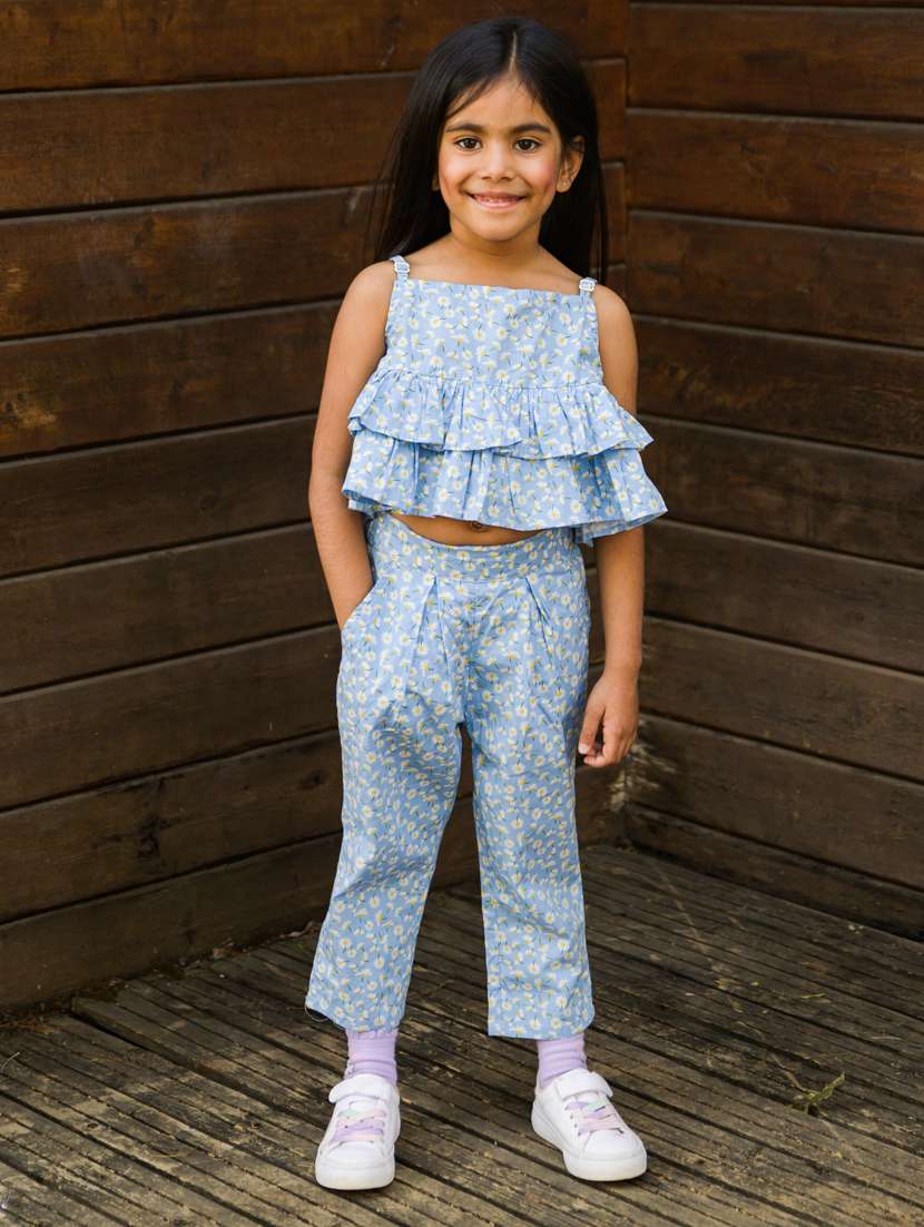 girl printed full lenght twin set