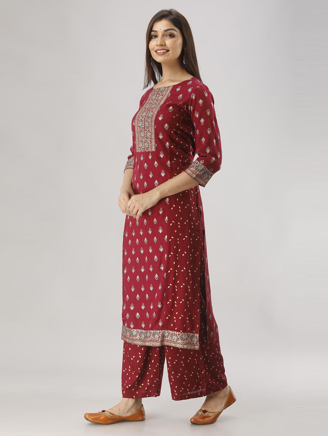 women printed kurta with palazzo set - 19481696 - Standard Image - 2