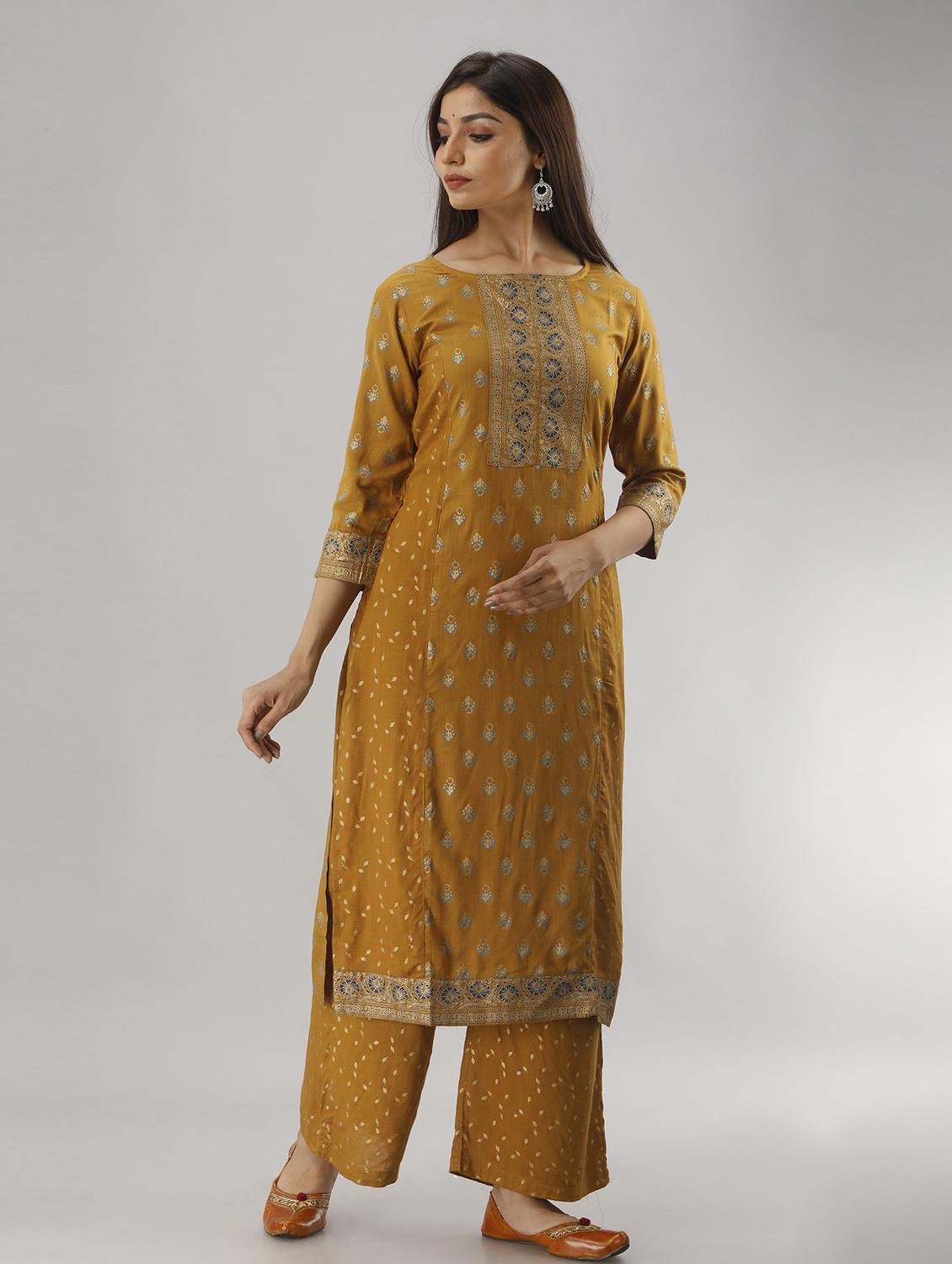 women printed kurta with palazzo set - 19481702 - Standard Image - 2
