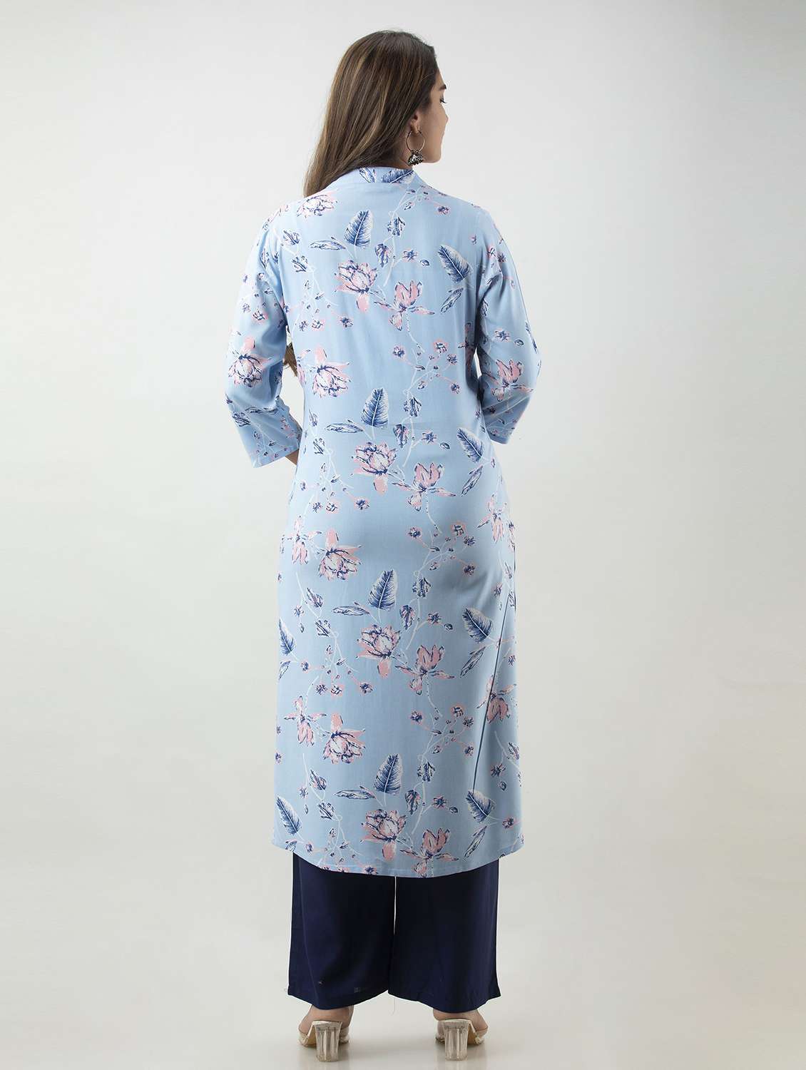 blue self design kurta palazzo set - 19481707 -  Standard Image - 2