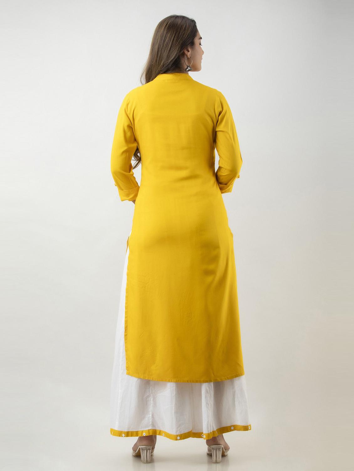 yellow self design kurta palazzo set with dupatta - 19481787 - Standard Image - 2