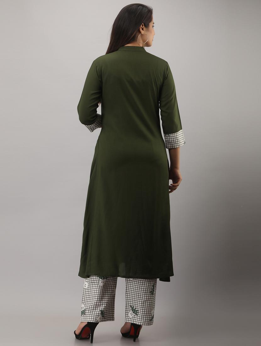 mandarin collar kurta palazzo set - 19481830 - Standard Image - 2