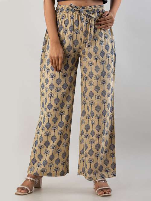 mid rise printed cotton palazzo - 19481980 -  Standard Image - 0