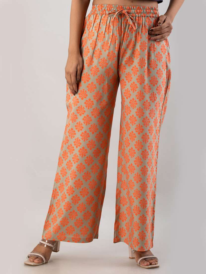 mid rise printed cotton palazzo - 19481982 -  Zoom Image - 0