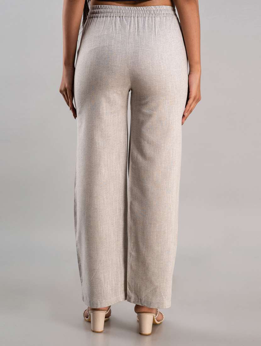 women drawstring waist solid palazzo - 19481988 - Standard Image - 2