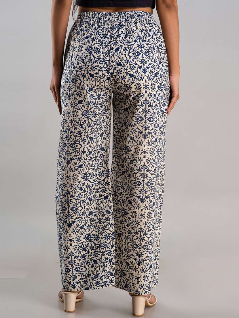mid rise printed cotton palazzo - 19482001 -  Standard Image - 2