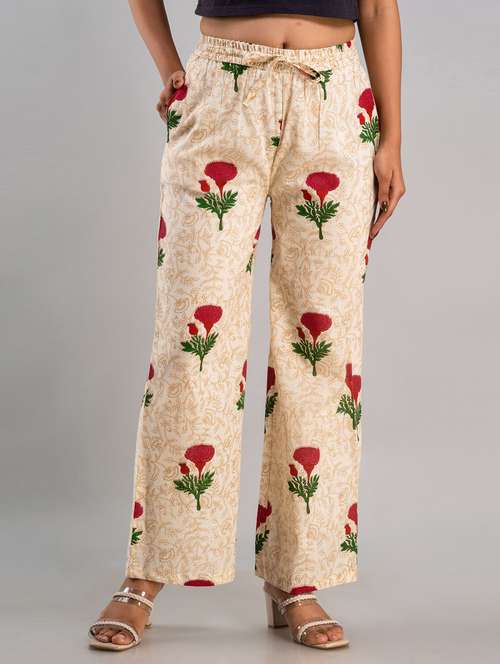 women drawstring waist printed palazzo - 19482005 -  Standard Image - 0