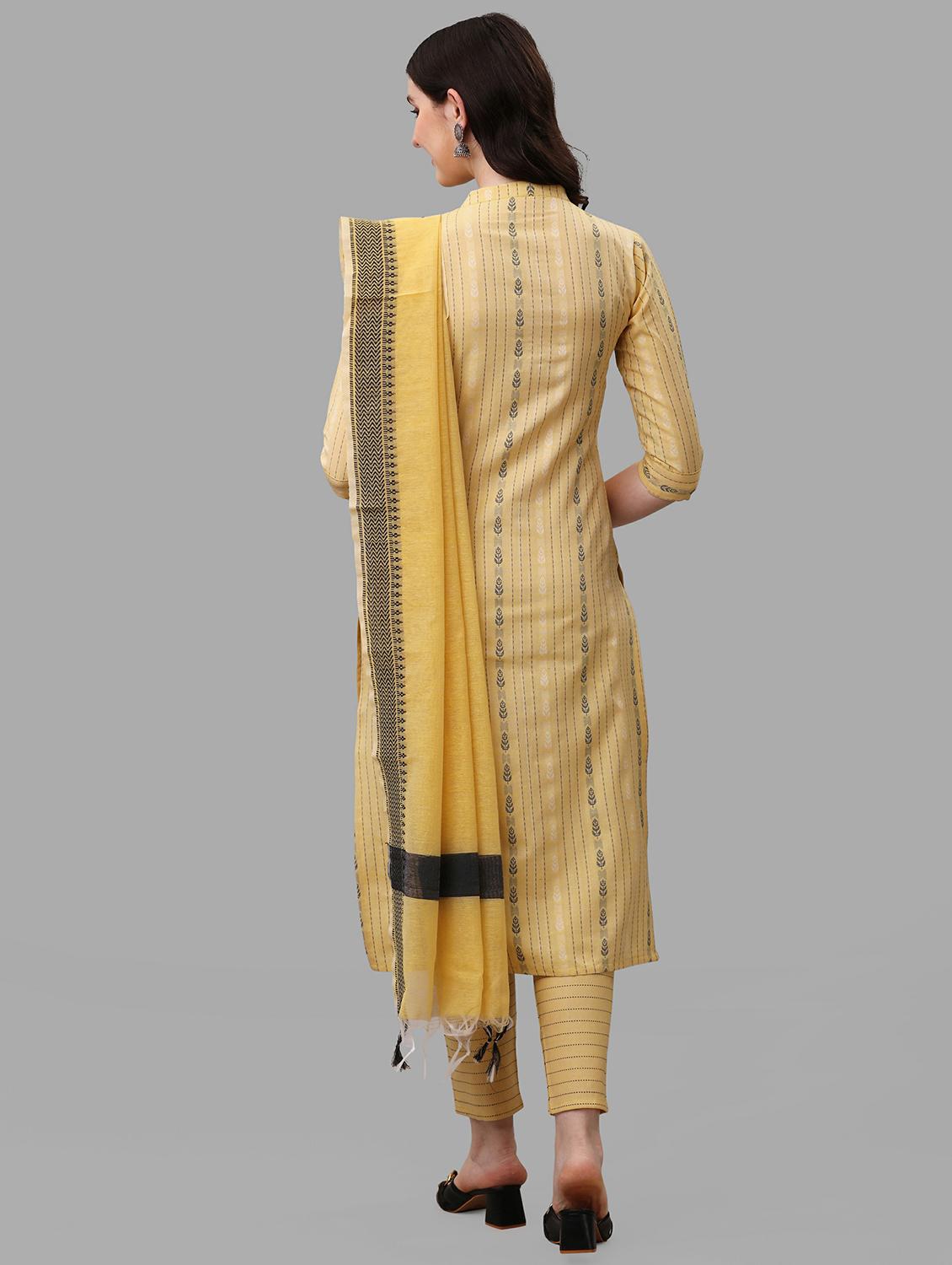 yellow self design kurta dupatta set - 19482578 - Standard Image - 2