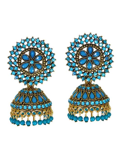 blue brass jhumka earring - 19482644 - Standard Image - 0