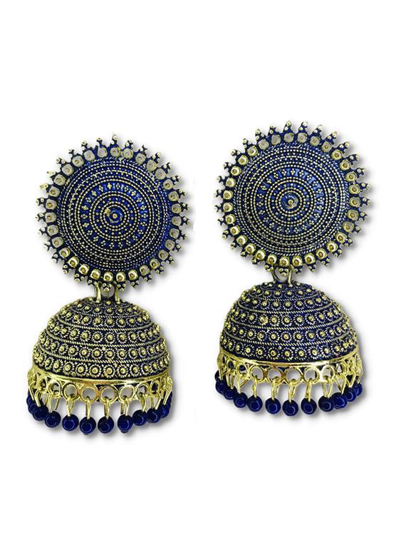 blue alloy jhumka earring - 19482646 -  Zoom Image - 0